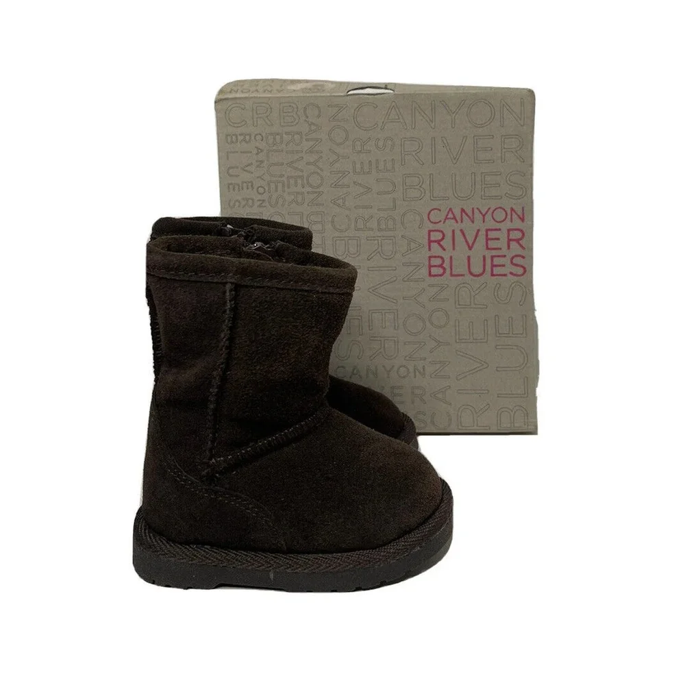 NEW Baby Girls Canyon River Blues Alexa Brown Faux Suede Sherpa Warm Boots Sz 2
